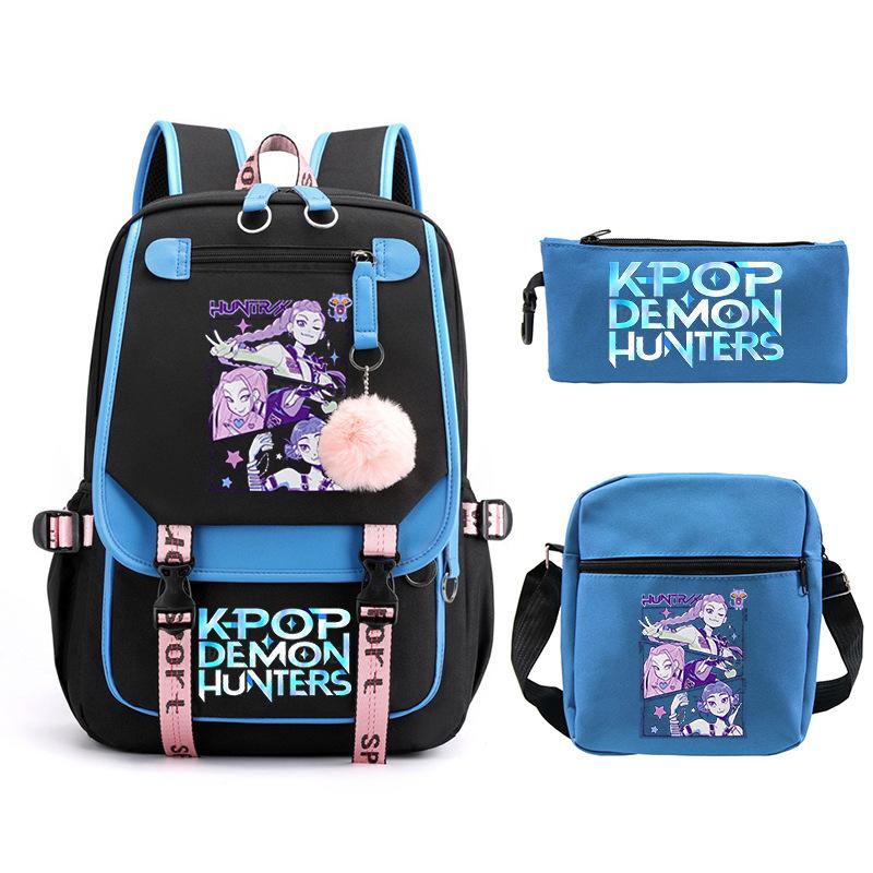 KPop Demon Hunters Fashion Student School Bag Shoulder Backpack Casual Pencil Bag