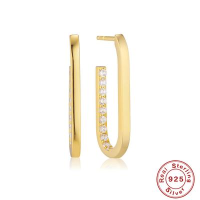 S925 Sterling Silver Simple Fashion Atmosphere U-Shaped Diamond-Set Geometric Earrings Earrings Earrings Earrings Earrings