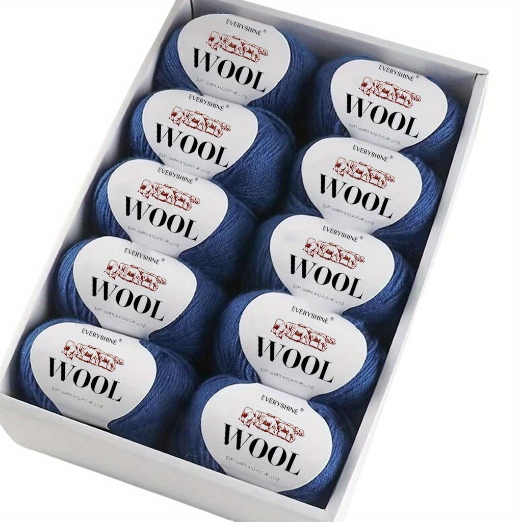 10-Pack Wool Blend Yarn Medium-Fine 80% Wool 20% Polyester Multi-Color Assortment for Knitting & Crochet Soft & Warm 500g Total