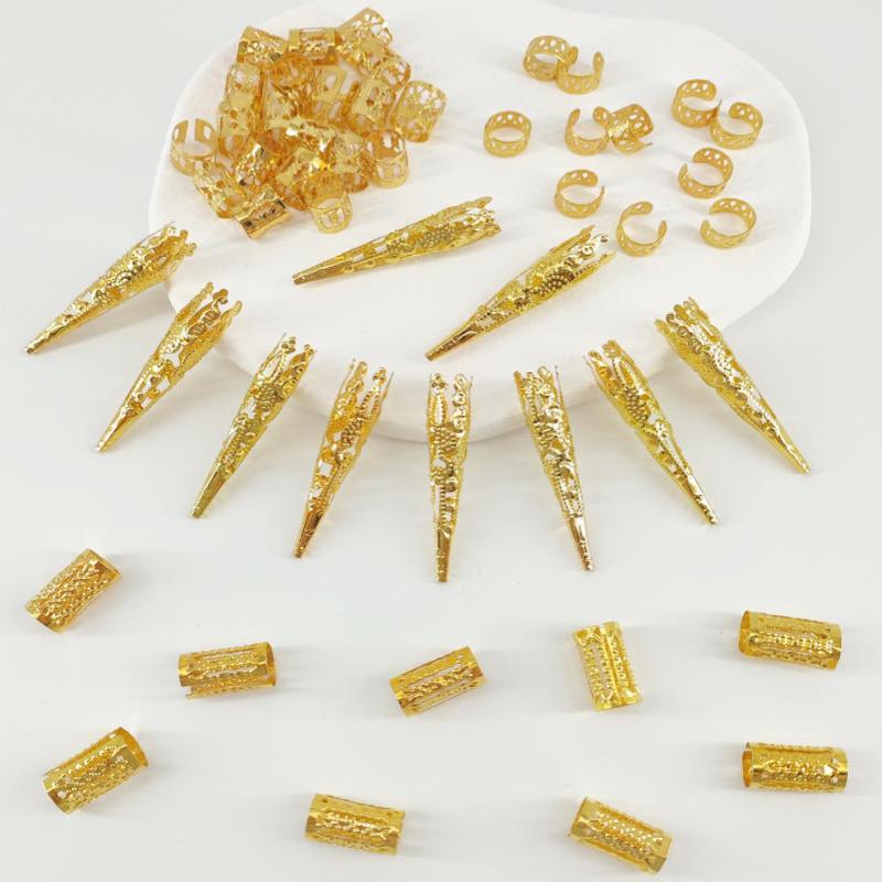 Alloy Gold Silver Braid Hair Ring Dreadlock Hair Ring Hippie Style Hair Accessories Loc Hair Jewelry For Braids For Girls Women