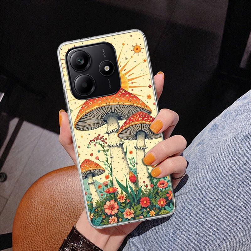 Boho Hippy Mushroom Sunrise Phone Case For Xiaomi Redmi Note 15 14 13 12S 12 11 Pro Plus 14S 11S 11E 10 10S 11T 5G Personalized