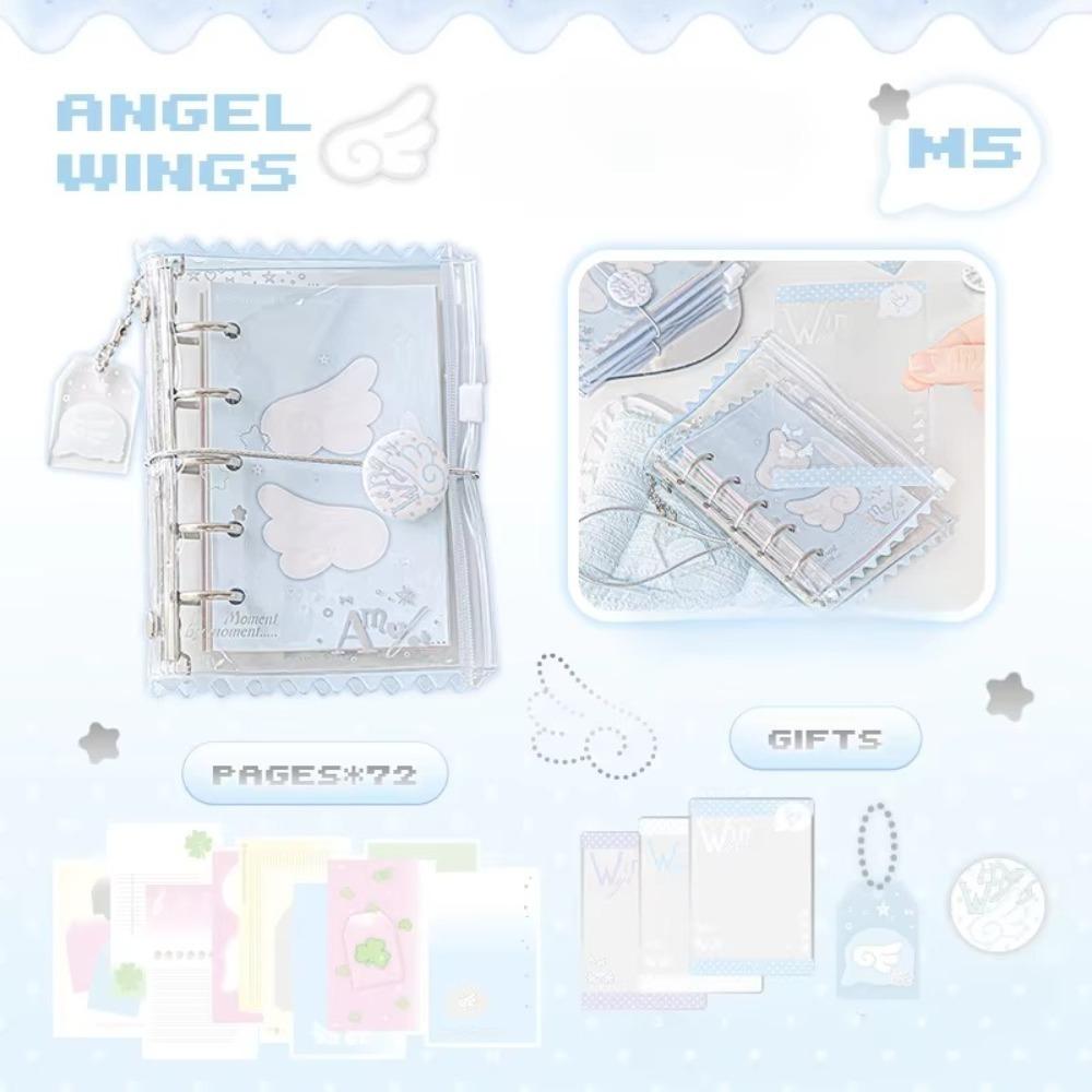 

Ins Style Dress-up M5 Binder Journal Book PVC Loose Leaf Card Book Cute Free Spiral Notebook синий