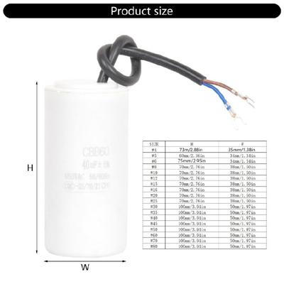 CBB60 Motor Starting Capacitors 450VAC for Unidirectional Motors In Washers and Pumps Consistent Performances