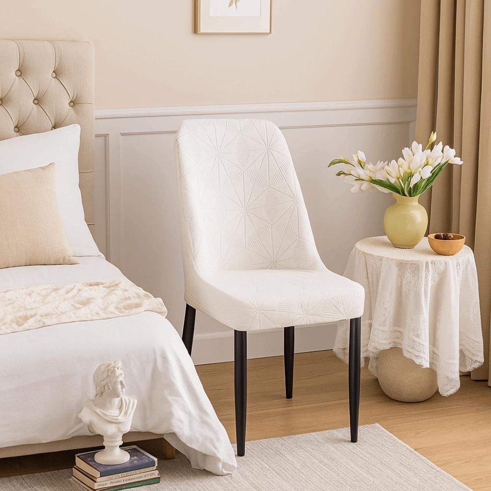 Seat Cover Jacquard Chair Cover Dustproof Kitchen Chair Protector Elastic Arc Chair Cover  Office