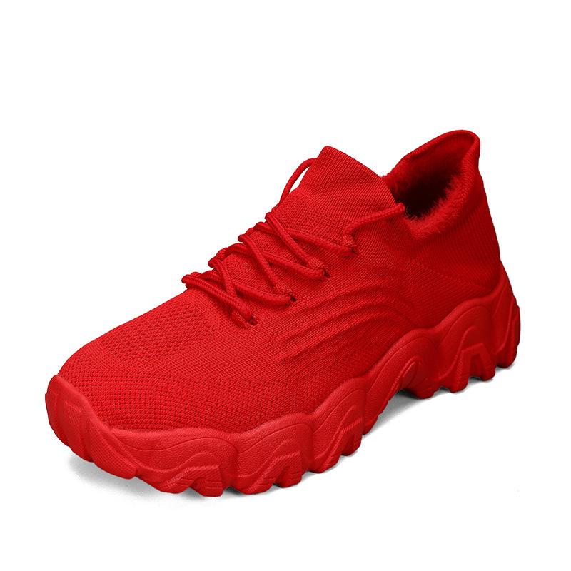 Large size sports women's shoes breathable fly-woven socks shoes one-pedal lazy shoes velvet shoes