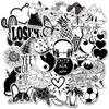 Girls Black and White Sticker Pack 50 Pieces Waterproof Water Bottle Laptop Skateboard Phone Computer Stickers for Teens Kids