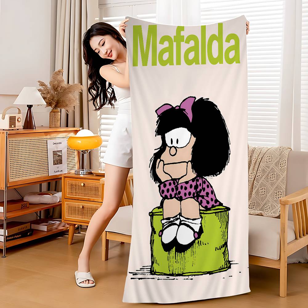 Cartoon Mafalda Microfiber Printed Beach Towel Mountain Climbing Yoga Beach Swimming Running Absorbent Soft Towel