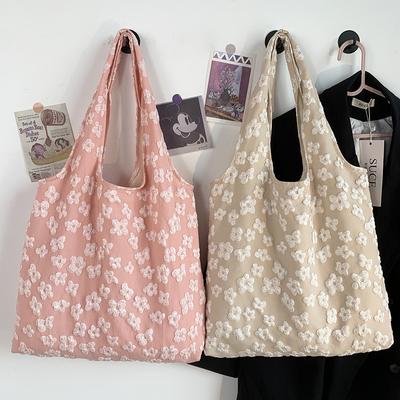 Ladies Vest Lace Canvas Bag Design Tote Bag Simple Fairy Flower Lace Shoulder Bag Tote Bags Capacity Ladies Shopping Bags