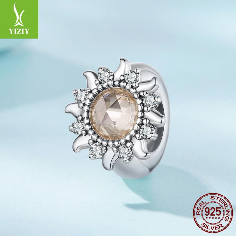 Passionate Sunflower Silicone Positioning Bracelet Bead Separator S925 Sterling Silver Sunflower Bead Accessories