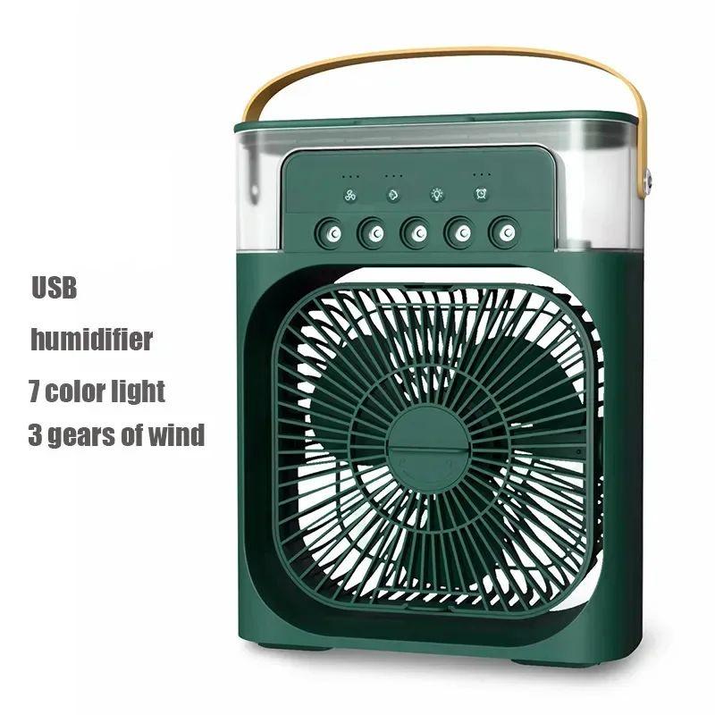 Tragbarer Ventilator, Klimaanlagen, USB-Elektroventilator, LED-Nachtlicht, Wassernebel, Spaß, 3-in-1-Luftbefeuchter für Zuhause