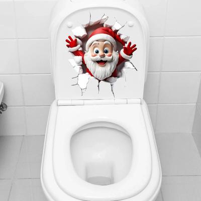 1/2/4Pcs Christmas Wall Stickers Santa Claus Design Easy To Apply Holiday Decals Waterproof Moisture-Resistant Festive Decor