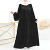 Modern Puff Sleeve Muslim Women's Robe: Spring/Autumn Solid Color Long Dress