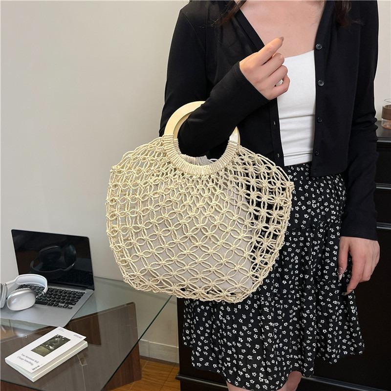 Popular Vacation Hollow Handbag Women's New Large-capacity Versatile Summer Handheld Woven Bag