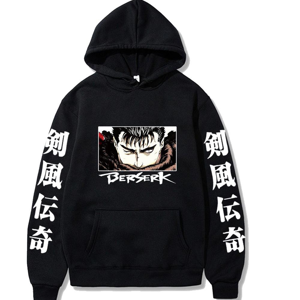 Japanese Anime Berserk Guts Manga Hoodie Sweatshirt  Autumn Winter Fleece Streetwear Tops