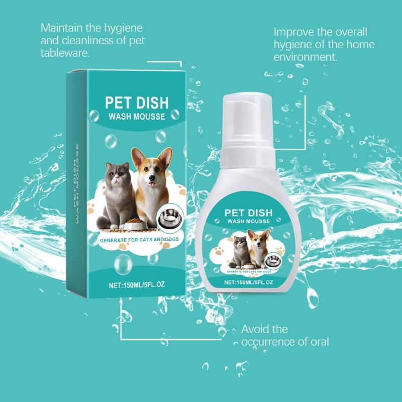 Haustiernapf Hygiene Mousse 150ml Tägliche Anwendung Sanft zu Haustiergeschirr Keine Rückstände Haustierreiniger