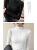 Women's Modal High Neck Long Sleeve Shirt - Elastic Slim Fit, Trendy Thin Style for Spring, Autumn, and Winter.
