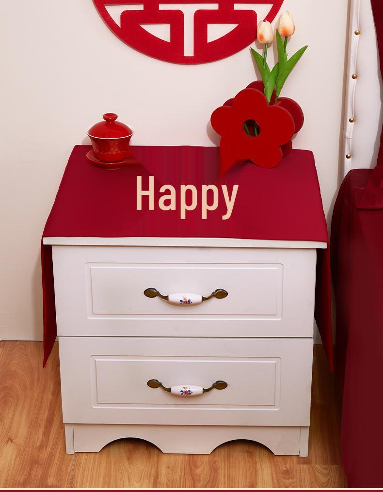 Auspicious Red Wedding Bedside Table Cover and Decor Mat