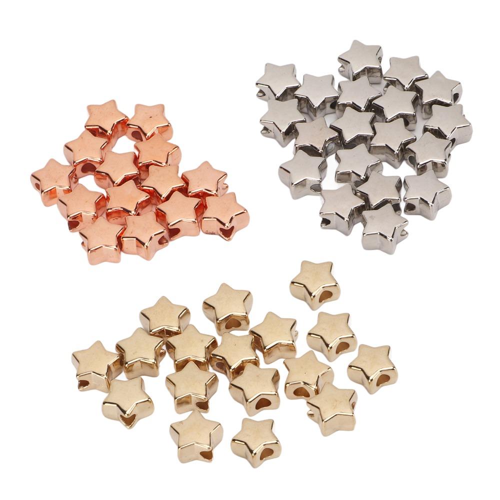 50pcs Small Hole Star Shaped Beads Plastic Star Spacer Beads Jewelry Making Beads  Anklet Craft