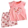 Girls' Summer Flutter Sleeve Top & Shorts Set - Korean Style Two-Piece Children's Outfit