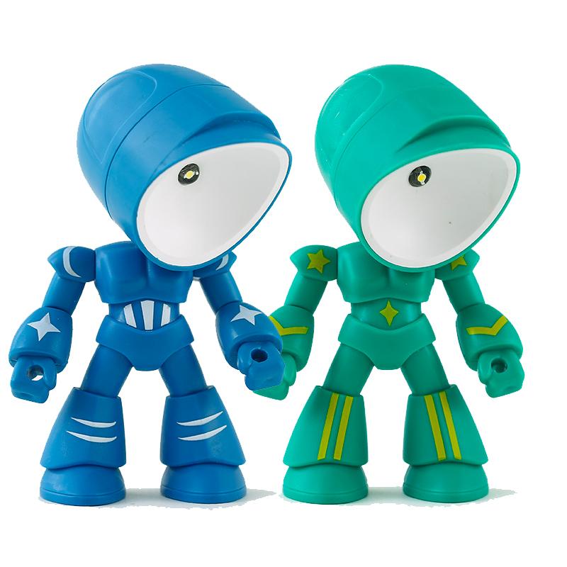 Kreative Cartoon DIY Kleine Nachtleuchte Mini Schreibtischdekoration Magnetische Tischlampe Roboter Held Krieg Polizei Geschenk für Freund
