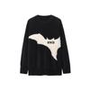 Black of Exit National Trend Lazy Style Geometric Pattern Jacquard Round Neck Sweater Mohair Knitwear for Men and Women