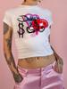 European, American English slogans Printed sexy exposed navel short T-shirt fashionable round neck slim slim top women's multi-picture