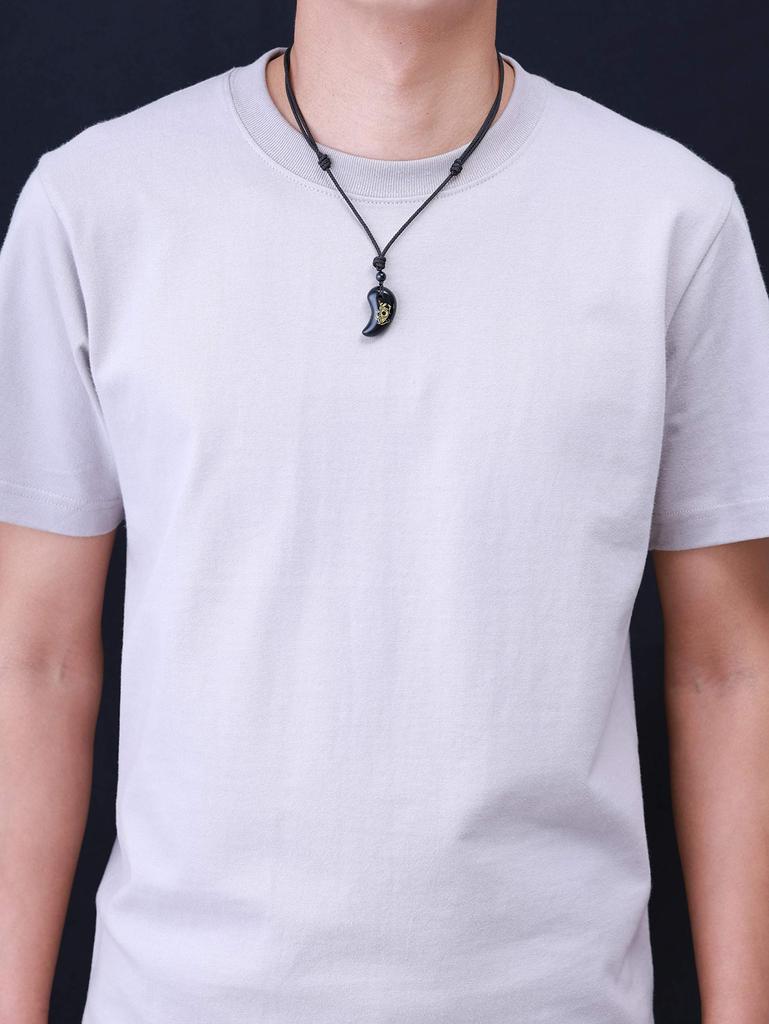 Onyx Black Tortoise Four Divine Beasts Magatama Amulet Adjustable and [KOAI] Carving, Health, Longevity, Relationships, Pendant/Necklace, Length,