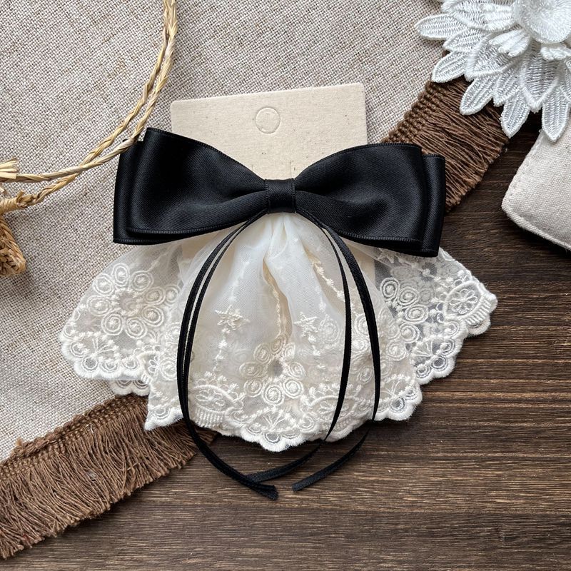 

Милые заколки-банты для девочек, белые, с цветочным кружевом, декоративные заколки-автоматы, новый продукт, аксессуары для волос чёрный
