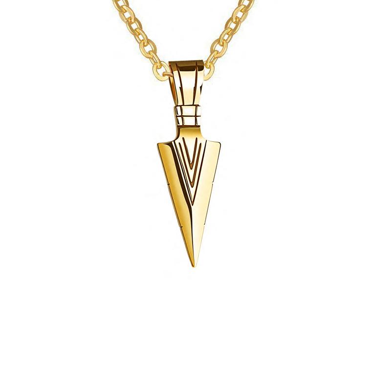 Cross Chain Cast Arrow Pendant Men'S Necklace Triangle Spearhead Jewelry