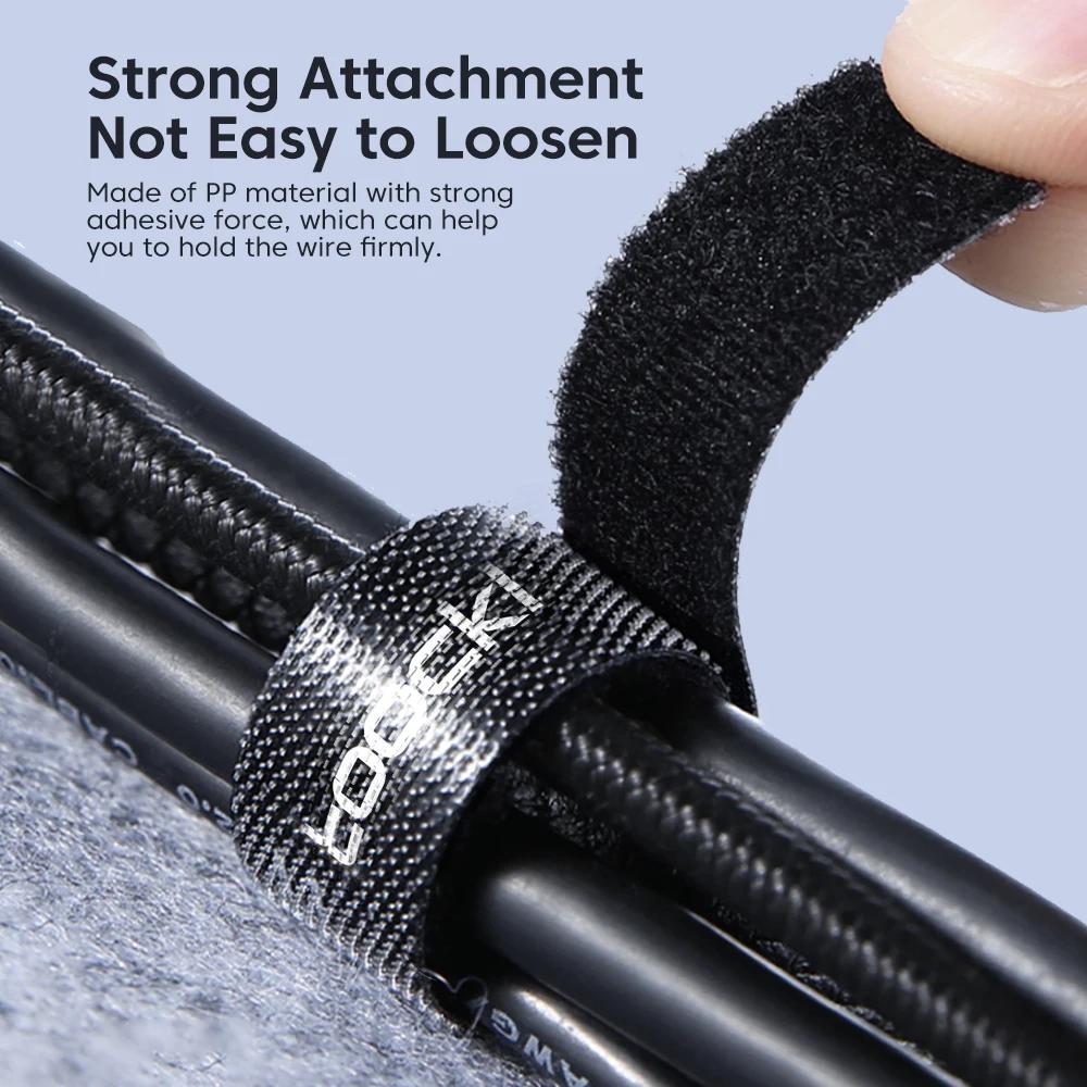 Toocki Tearable Velcro Straps Cable Organizer-Self Adhesive Attachment Tape Nylon USB Cable Winder with Durable Hooks And Loops