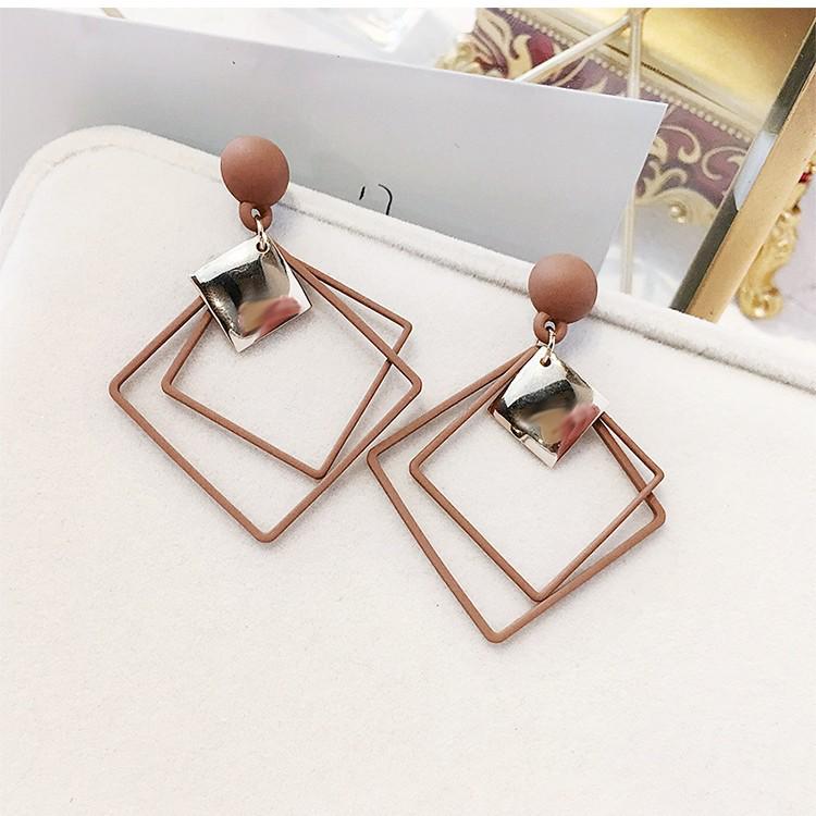 Trendy Rhombus Alloy Earrings: Stylish, Creative Accessories for Fashionable Individuals