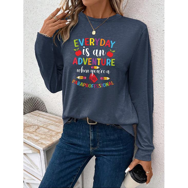 Women's Casual Sports Long Sleeve T Shirt Stylish and Comfortable Pure Cotton, Breathable Essentials for Spring and Summer Vibrant Printed Patterns