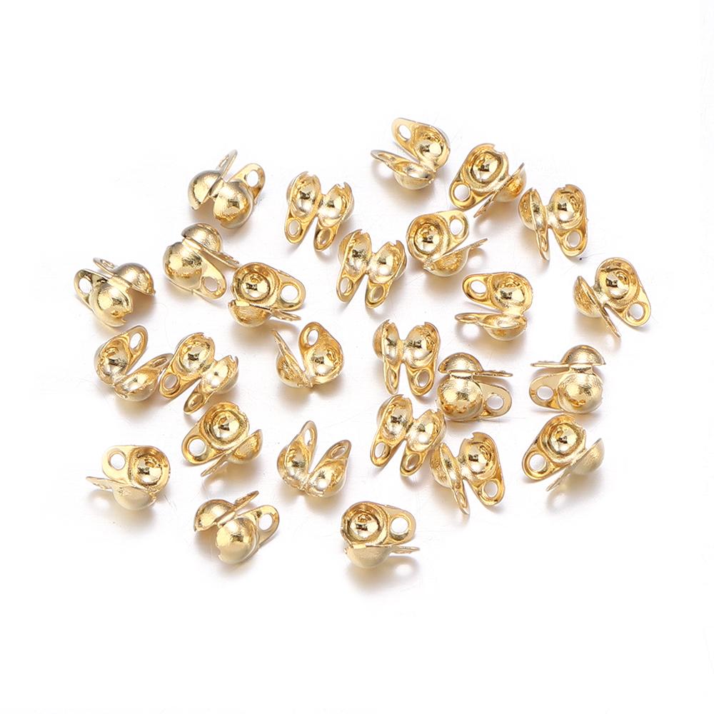 50 STUKS Roestvrij Staal Calotte Eindkrimpers Kralen voor Sieraden Maken Fitting Roestvrij Staal Bal Ketting Eindsluiting DIY Armband