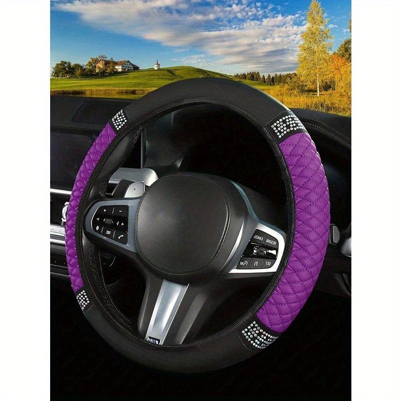 1pc Fashionable Durable Shiny Soft Leather Car Steering Wheel Cover - Anti-Slip, Heat-Resistant and Cold-Resistant Protector