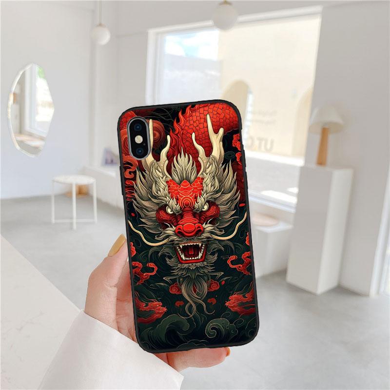 LO25 Chinese Dragon Soft Shell Phone Case for iPhone SE X XS XR 11 16E 17 Pro Max Air 8 7 6 6s Plus
