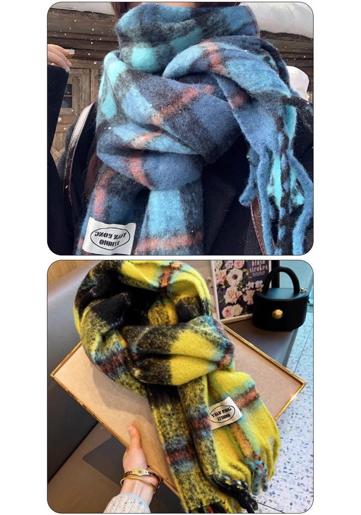Qianqian Wanxing Knit Style Imitation Cashmere Scarf – Warm, Versatile, Korean-Style for Autumn and Winter, Available in Multiple Colors.