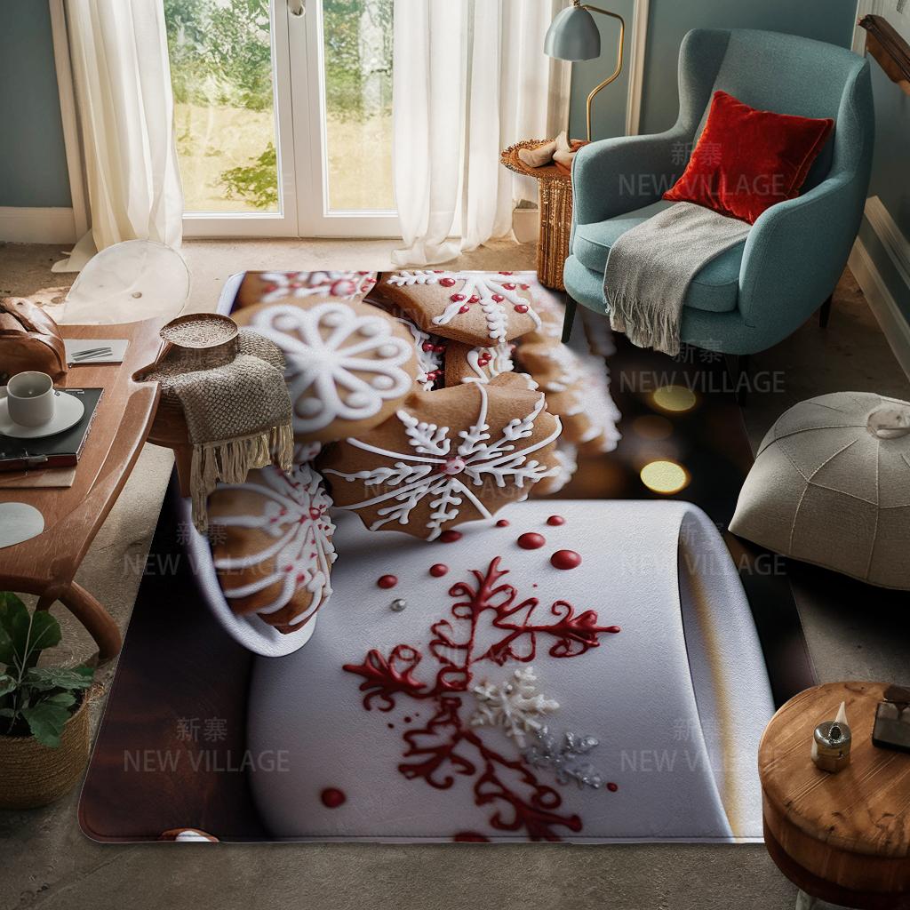 House Entrance Carpet Home Door Mat Living Room Bath Foot Bathroom Non-slip Water Absorption Rugs Bath Merry Christmas Winter