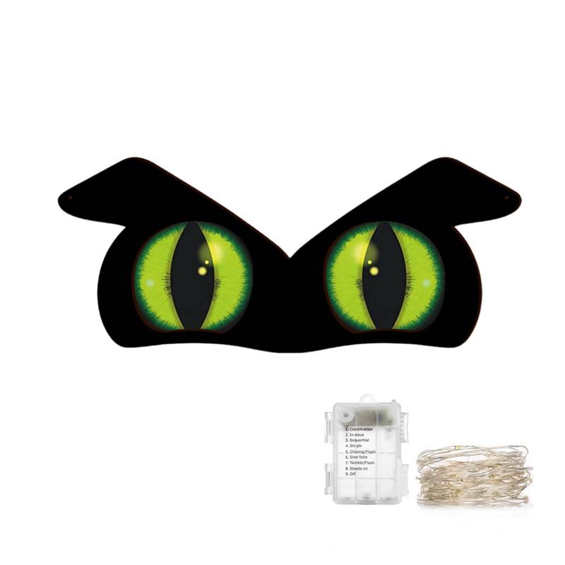 

Halloween Hanging Glowing Eyes Pendant LED Wooden Eyes Wall Decoration
