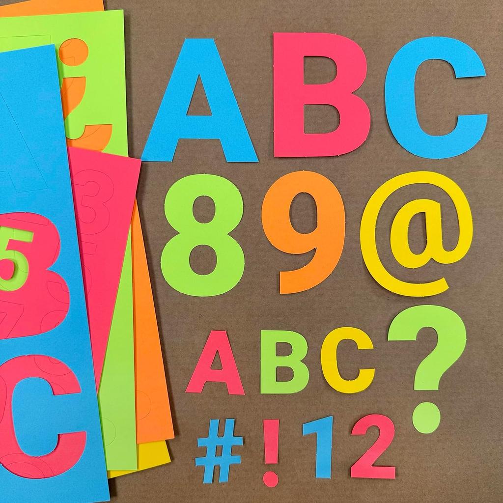 Combo Pack Large & Small Bulletin Board Letters & Numbers, Bright Multicolored 1.5 & 3 in. US Made Capital Alphabet Letters, Numbers, Punctuation for