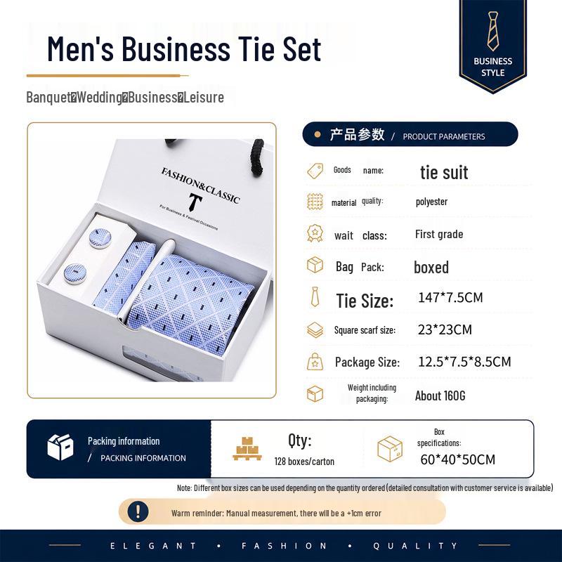 Men's Tie Gift Set: Striped & Polka Dot Tie, Pocket Square, Cufflinks