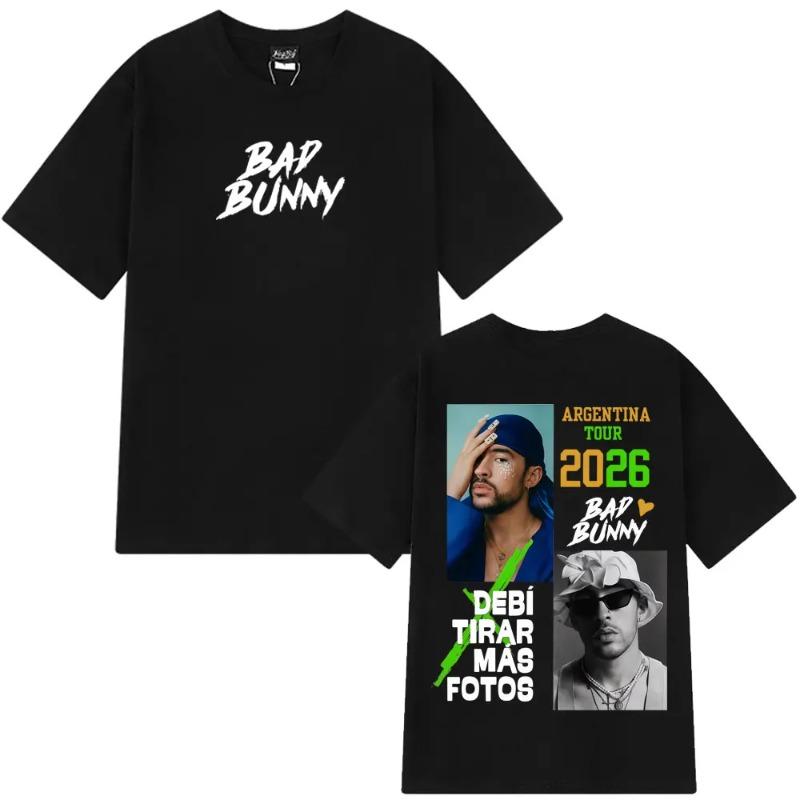 2026 Summer Bad Bunny Funny T-Shirt Harajuku Casual Unisex Clothes Men High Quality Round Neck Tshirts Y2K Streetwear Tee