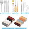 35Pcs Leather Sewing Tools Kit with 4mm Stitching Prong Punch Waxed Thread Large-Eye Needles for Beginners