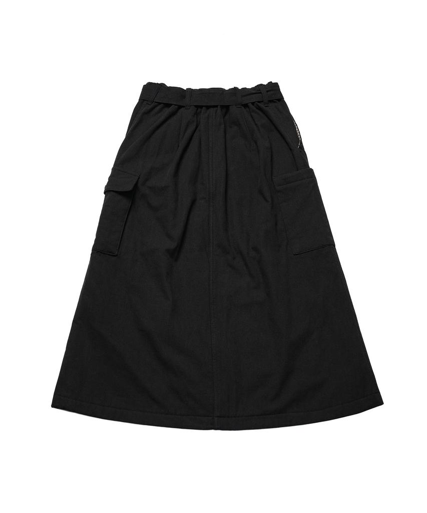 Cotton Bell Padded Cargo Skirt - Black