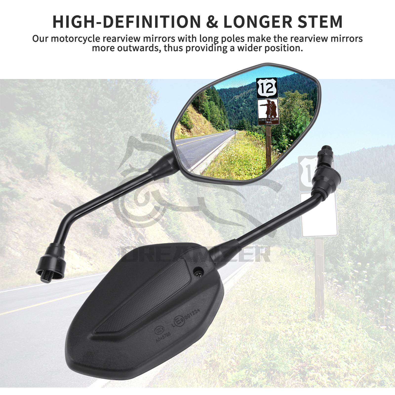 

Универсальный 1 пара 10 мм для Harley Honda Yamaha Suzuki мотоцикл заднего вида боковое зеркало мотоцикла чёрный