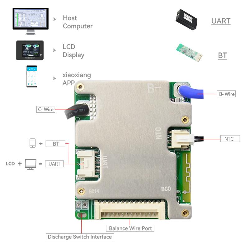 JBD Bluetooth 7S To 14S 13S 48V 52V Lithium Battery Protection Board Smart BMS Balance 24V 36V Li-ion 8S 12S LifePo4 20A 30A