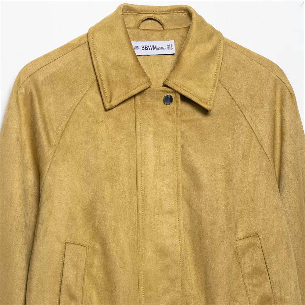 Women's Autumn Suede-Effect Slimming Bomber Jacket: Versatile European and American Style