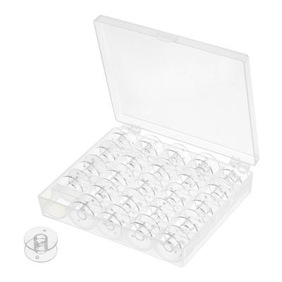 25Pcs Plastic Bobbins Sewing Machine Bobbin Embroidery Bobbins with Case Transparent Sewing Machine Bobbins Spools Clear