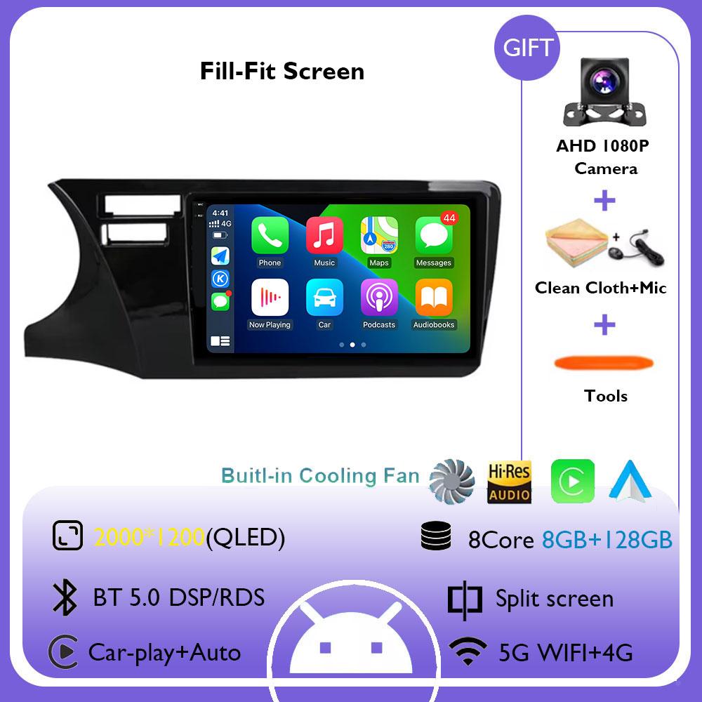 Android 14 Carplay Auto 4G+WIFI Car Radio For Honda City 2014 2015 2016 2017 GPS Navigation Multimedia Video Player Stereo Audio