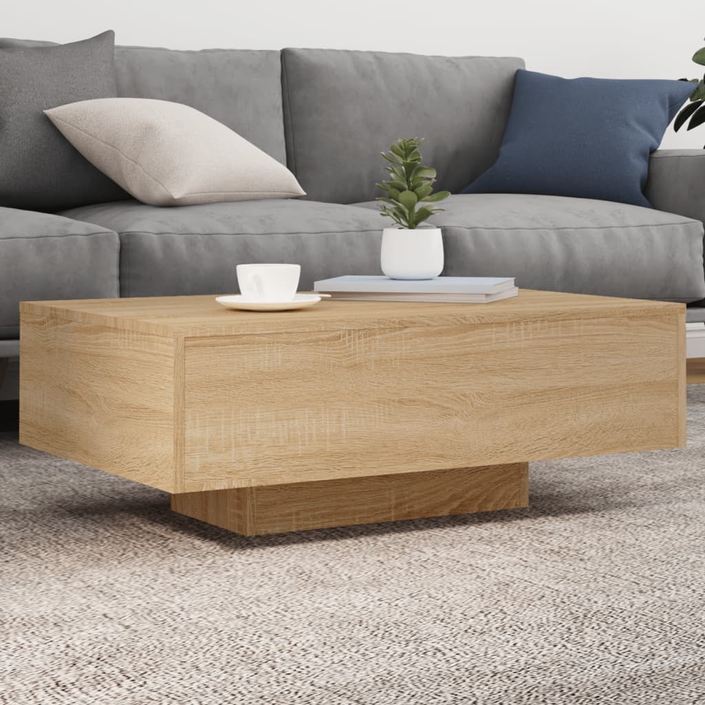 Moderner, Minimalistischer Und Eleganter Couchtisch Mit LED-Lampe, Beistelltisch Für Das Wohnzimmer, Niedriger Ablagetisch, 85x55x31 Cm