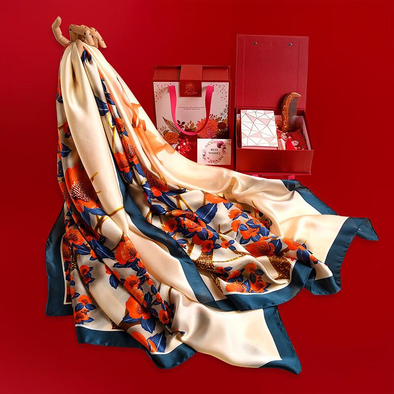 Silk Scarf Gift Box Set, Group Purchase Gift, Elegant Shawl for Outer Wear, Practical Gift for Elders, Mothers, Birthday Present for Wome